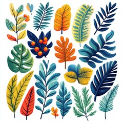 Colorful Tropical Leaf Illustration