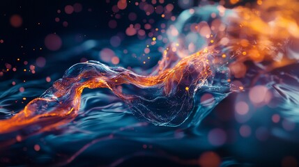 Obraz premium Abstract digital wave with orange and blue highlights