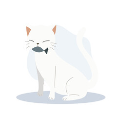 Cute Cat Holding Fish in Mouth. Playful Kitten with Fish for Pet Lovers