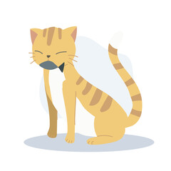 Cute Cat Holding Fish in Mouth. Playful Kitten with Fish for Pet Lovers