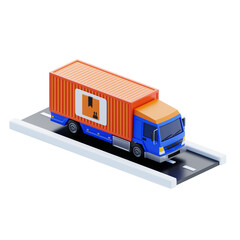 3D Goods Transport Truck. 3D Icon