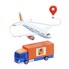 3D Fast Air Delivery According to Location. 3D Icon