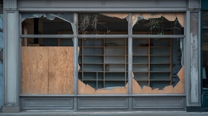 Economic Descent: Abandoned Retail Silhouette