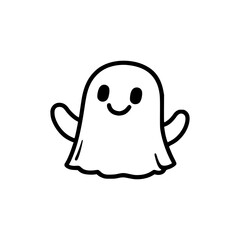 happy ghost horror cute logo vector illustration template design