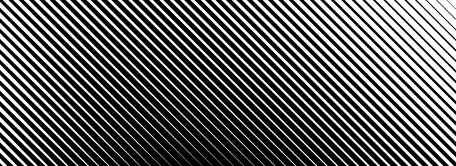 Diagonal thin line halftone gradation texture. Fade oblique stripe gradient background. Black slanted pattern backdrop. Vanishing parallel stripe wallpaper for overlay, print, cover. Vector