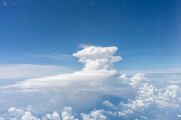 Blue sky view from above the 30000 feet