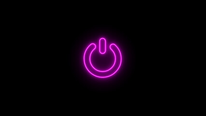 Obraz premium Digital Power Button Icon Set: Neon Rainbow Design for Modern Technology