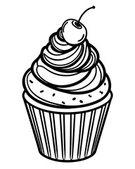cupcake outline vector illustration 