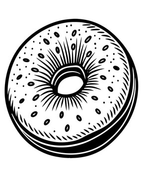 recommend clip art: line art of a classic bagel vector illustration 