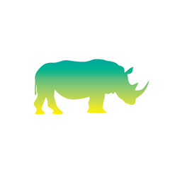 The silhouette of a rhinoceros. Original vector illustration in vintage style isolated on white background.
