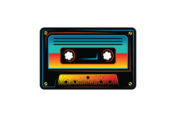 Audio cassette. Original vector illustration in vintage style. T-shirt design.