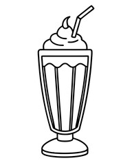 Milkshake line art vector illustration 