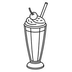 Milkshake line art vector illustration 