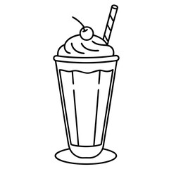 Milkshake line art vector illustration 
