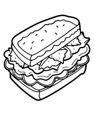 Sandwich with cheese line art vector illustration 
