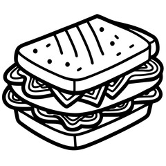 Sandwich with cheese line art vector illustration 
