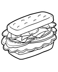 Sandwich with cheese line art vector illustration 
