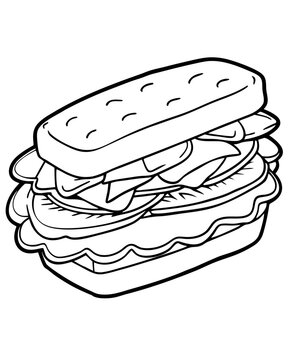 recommend clip art: Sandwich with cheese line art vector illustration 
                    