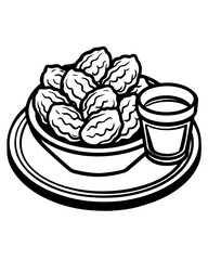 Line art of chicken nuggets. Vector illustration 
