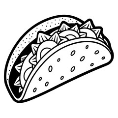 Taco line art vector illustration 