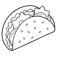 Taco line art vector illustration 