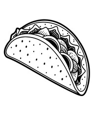 Taco line art vector illustration 