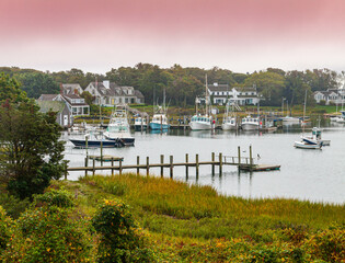 Obraz premium Boats on Menemsha's Harbor, Chilmark, Massachussets, USA