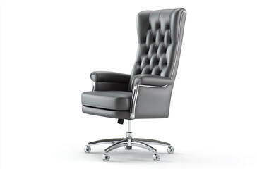 Fototapeta premium a high back executive chair with chrome armrests and casters in leather on white background