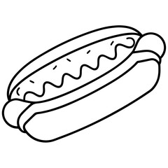 Hot dog line art vector illustration
