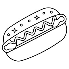 Hot dog line art vector illustration

