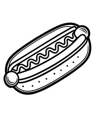 Hot dog line art vector illustration
