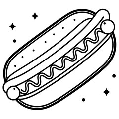 Hot dog line art vector illustration

