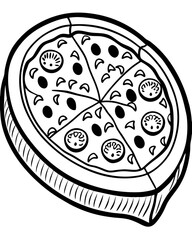 illustration of pizza line art 