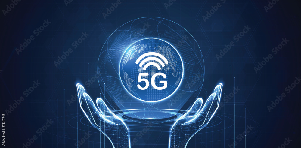 Poster 5g network wireless systems and internet technology concept. smart city communication network. 5g wi