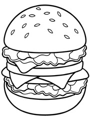 hamburger line art on white background