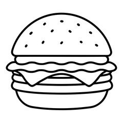 hamburger line art on white background