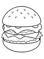 hamburger line art on white background