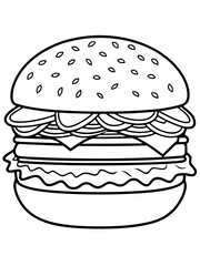 hamburger line art on white background