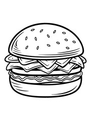 hamburger line art on white background