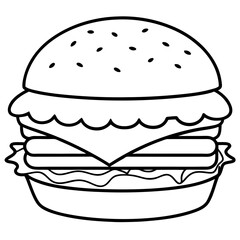 hamburger line art on white background