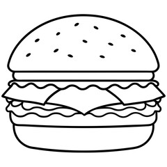 hamburger line art on white background