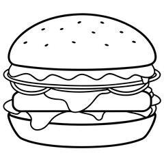 hamburger line art on white background