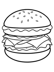 hamburger line art on white background