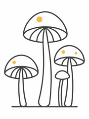line art of mushrooms vector
