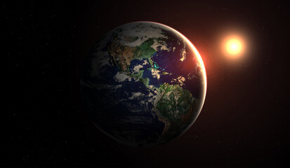 Surface of Earth planet in deep space. star and galaxy planet in outer space. view from orbit....