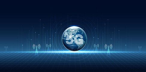 5G network wireless systems and internet technology concept. smart city communication network. 5G wireless mobile internet wifi connection data concept. vector.