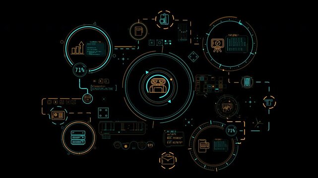 Animated infographic schema on the theme of AI data management.
