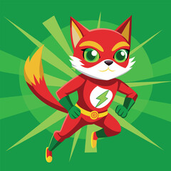 cat superhero, Flash Cat: Fast Hero, isolated on dynamic and vibrant vector illustration
