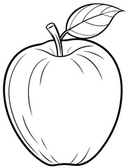 Apple with a leaf line art vector 