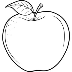 Apple with a leaf line art vector 